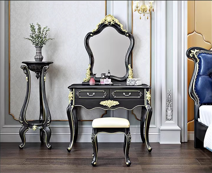 OE-FASHION custom European Princess-Style Luxury Bedroom Set Solid Wood, Hand-Carved Double Bed Frame for home furniture