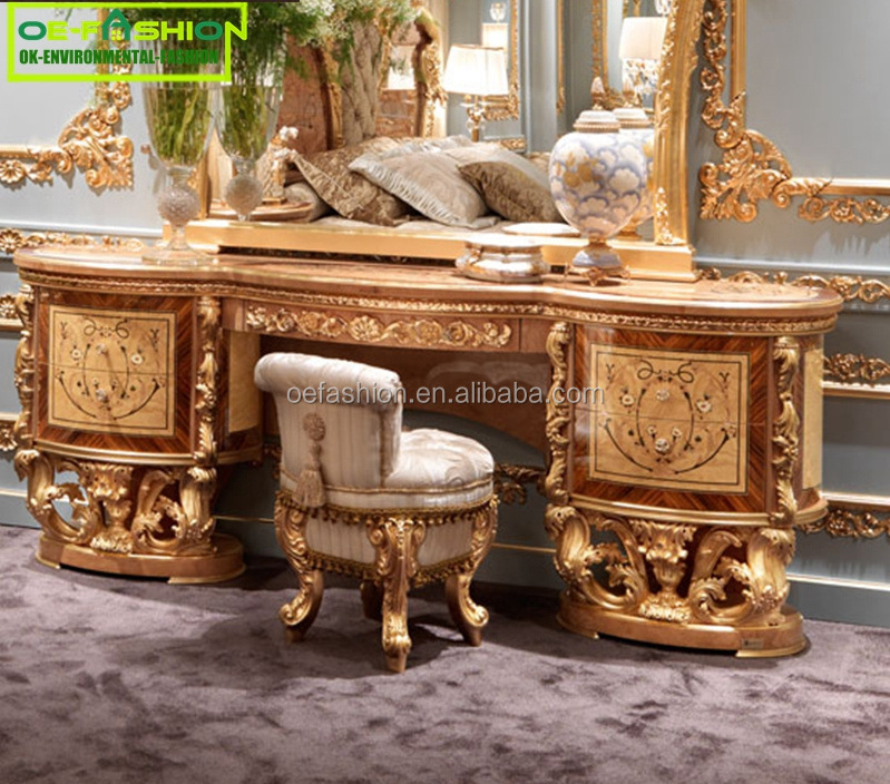 OE-FASHION European luxury wooden make up dressing table with mirror