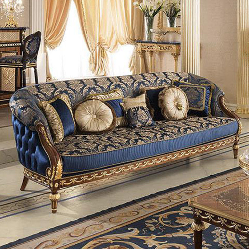 OE-FASHION custom luxury European style best high-end vintage velvet sofa wooden carved furniture design