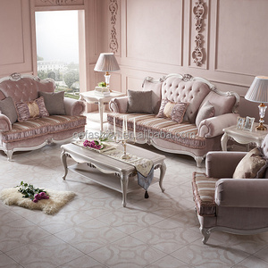 OE-FASHION luxury rococo light pink color queen sofa  modern designer house furniture 1 2 3 seat sofa set