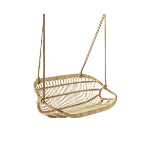 Steel Frame Hanging Rattan Cane Basket Chair Leisure Garden Hang Lounge Double Swing Bamboo  Rocking Chair