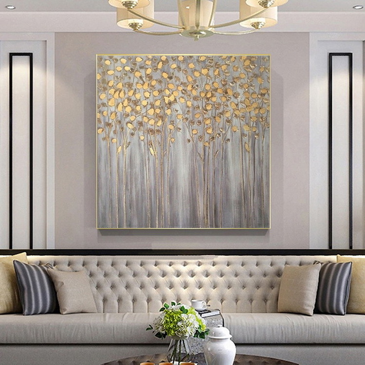 modern gold foil tree wall decorative oil painting For Living Room Home Decor