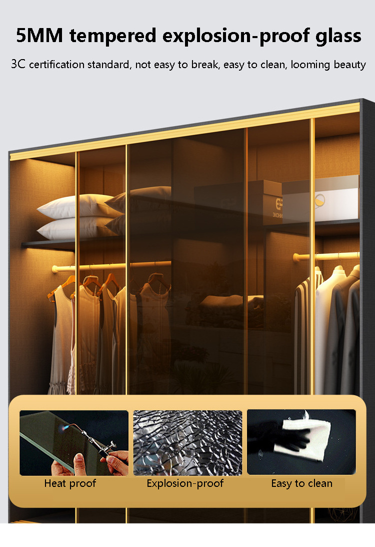 Bedroom Closet Wardrobe Door Sliding Designs Wooden Cabinet Modern Organizer Clothes  Glass Wardrobes