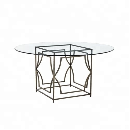 Modern Top Tempered Glass Stainless Steel Dining Table, High Quality Glass Top Stainless Steel Dining Table,Tempered Glass Table