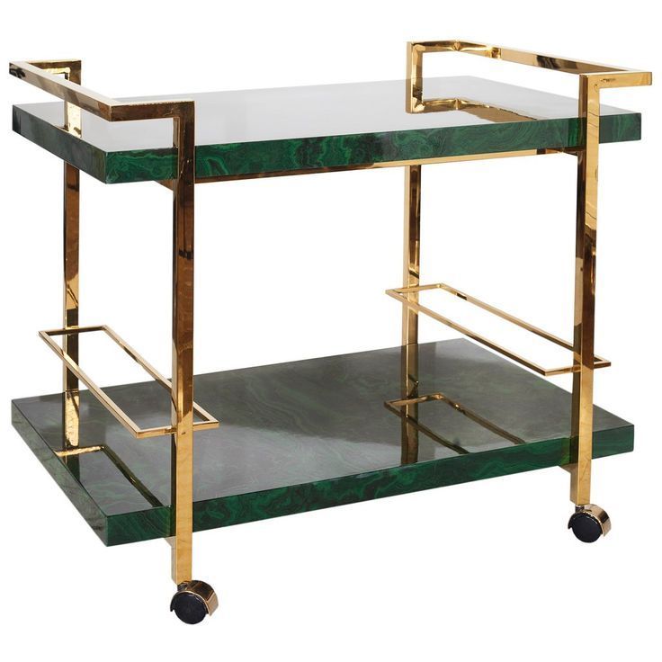 Marble top trolley stainless steel rattar bar cart