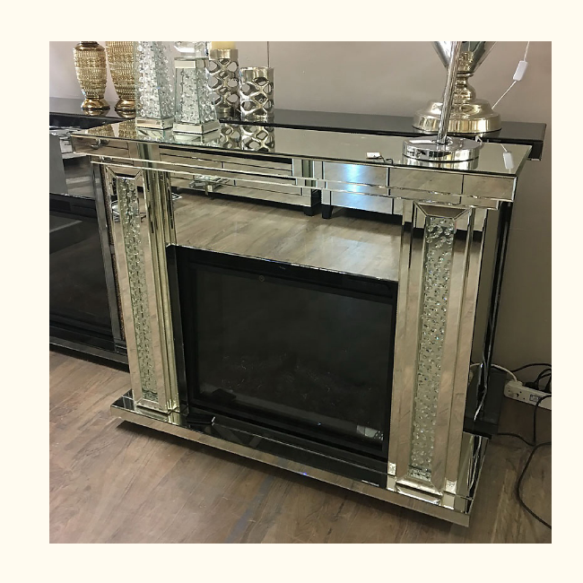 Best Selling Crystal Mirrored Fireplace Living Room Console Table Furniture