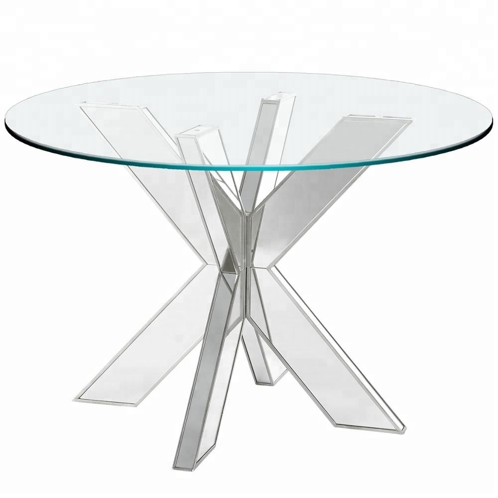 Modern Top Tempered Glass Stainless Steel Dining Table, High Quality Glass Top Stainless Steel Dining Table,Tempered Glass Table