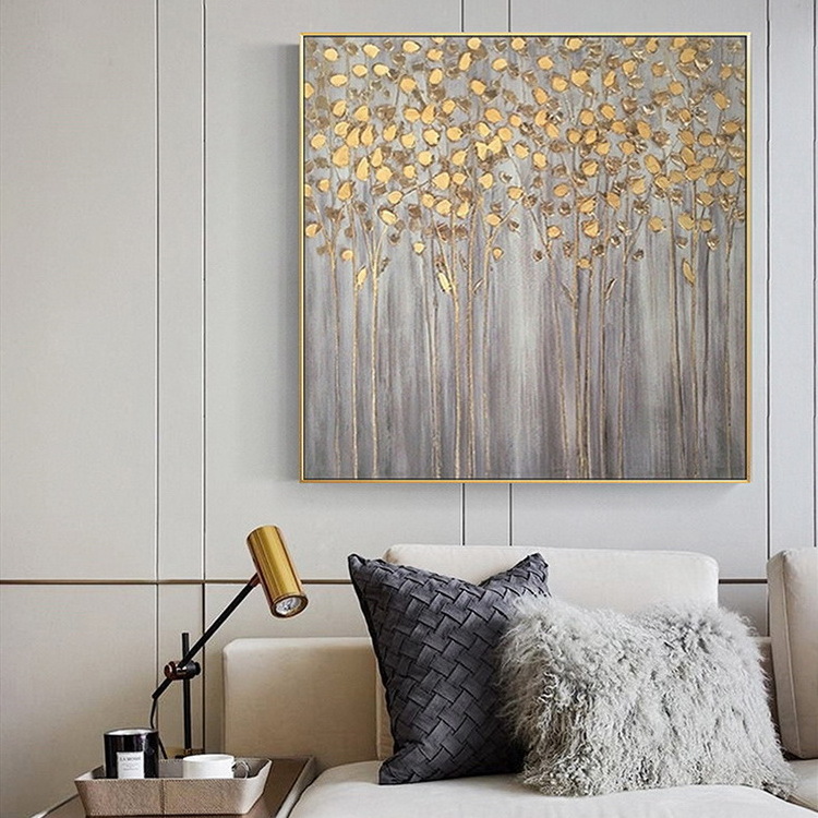 modern gold foil tree wall decorative oil painting For Living Room Home Decor