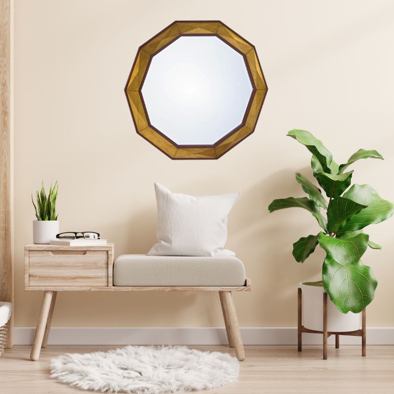 Living room wall decoration solid wood frame silver mirror art hanging mirrors corridor bathroom mirror