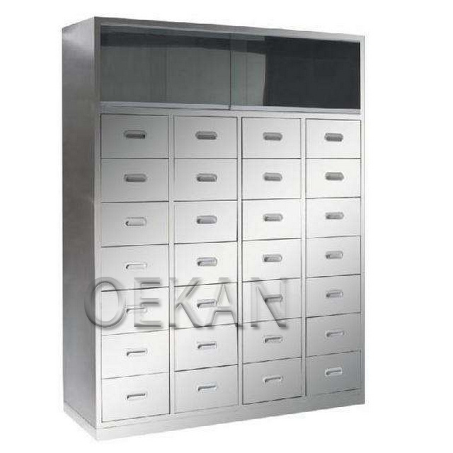 Hospital Medicine Storage Cabinet Multi-Drawer SS Pharmacy Cabinet with Locker