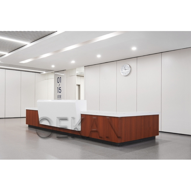 Free Customized Modern Style Hospital Nurse Station Counter Front Table Medical Curved Reception Desk