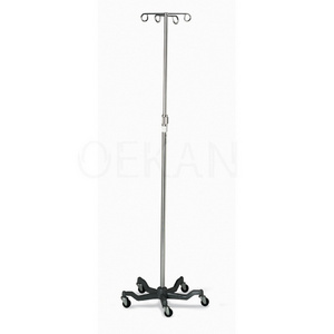 Top Sale Hospital IV Pole Stand Medical Infusion Stand Portable Steel  Drip Stand with Five Wheels