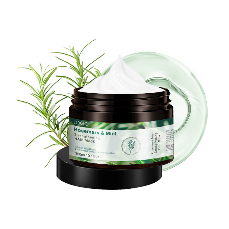 Organic Rosemary Mint Strengthening Hair Masque Biotin Deep Repair Collagen Rosemary Hair Mask for Damaged Frizzy Hair