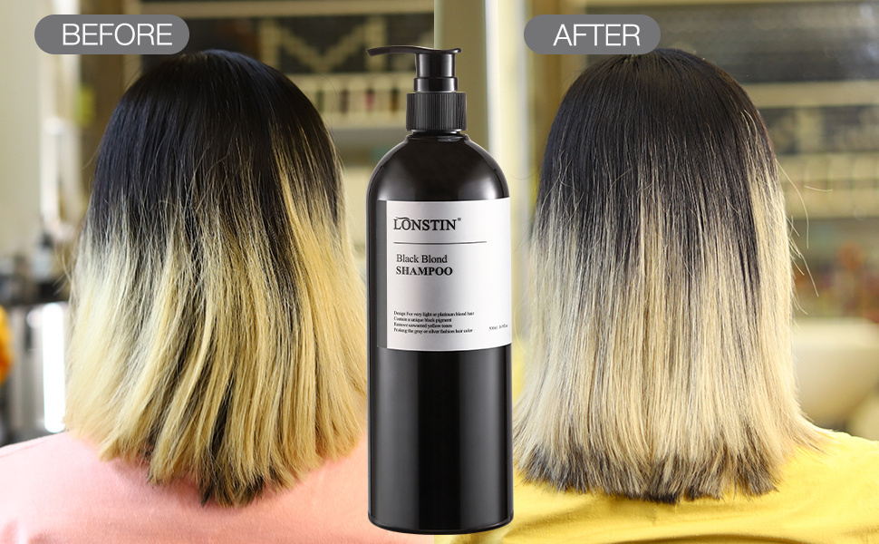 Lonstin oem organic salon professional shampoo remove brassy color toner no yellow silver hair purple shampoo for blonde