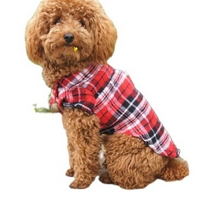 Lapel Button Shirt Tops Cotton Pet Shirts Cat Grid T Shirts Dog Clothes Jacket Coats Apparel Fashion Pet Puppy Dog Plaid Sport