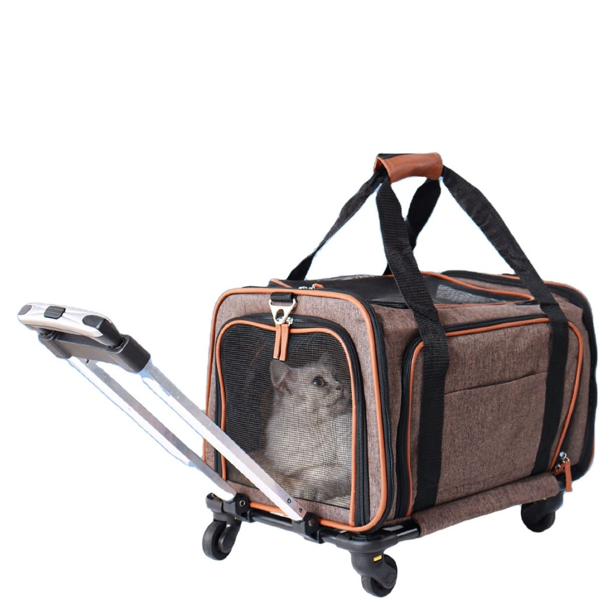 Trolley Pet Carrier Premium Airline Approved Pet Carrier With Wheels For Cats Dogs Kittens Puppies Bag