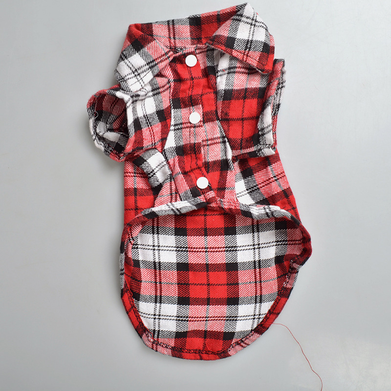 Lapel Button Shirt Tops Cotton Pet Shirts Cat Grid T Shirts Dog Clothes Jacket Coats Apparel Fashion Pet Puppy Dog Plaid Sport