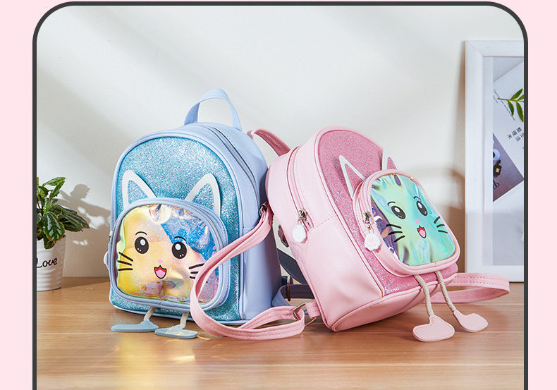 2021 Led Lights School Backpack 3D Cartoon Animals Design Waterproof PU Leather Sequin Kindergarten Kids School Bags