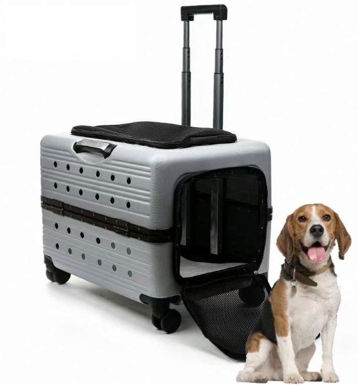 2021 New Luxury Pet Carrier Bag Travel On Wheels Dog Trolley Kennel Airline Approved Pet Travel Case Pet Cabin