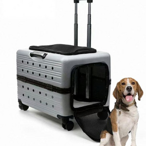 2021 New Luxury Pet Carrier Bag Travel On Wheels Dog Trolley Kennel Airline Approved Pet Travel Case Pet Cabin