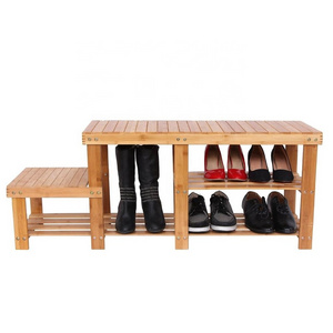 Natural Bamboo Shoe Storage Rack Bench Shoe Organizer Entryway Seat Storage Shelf Hallway Furniture