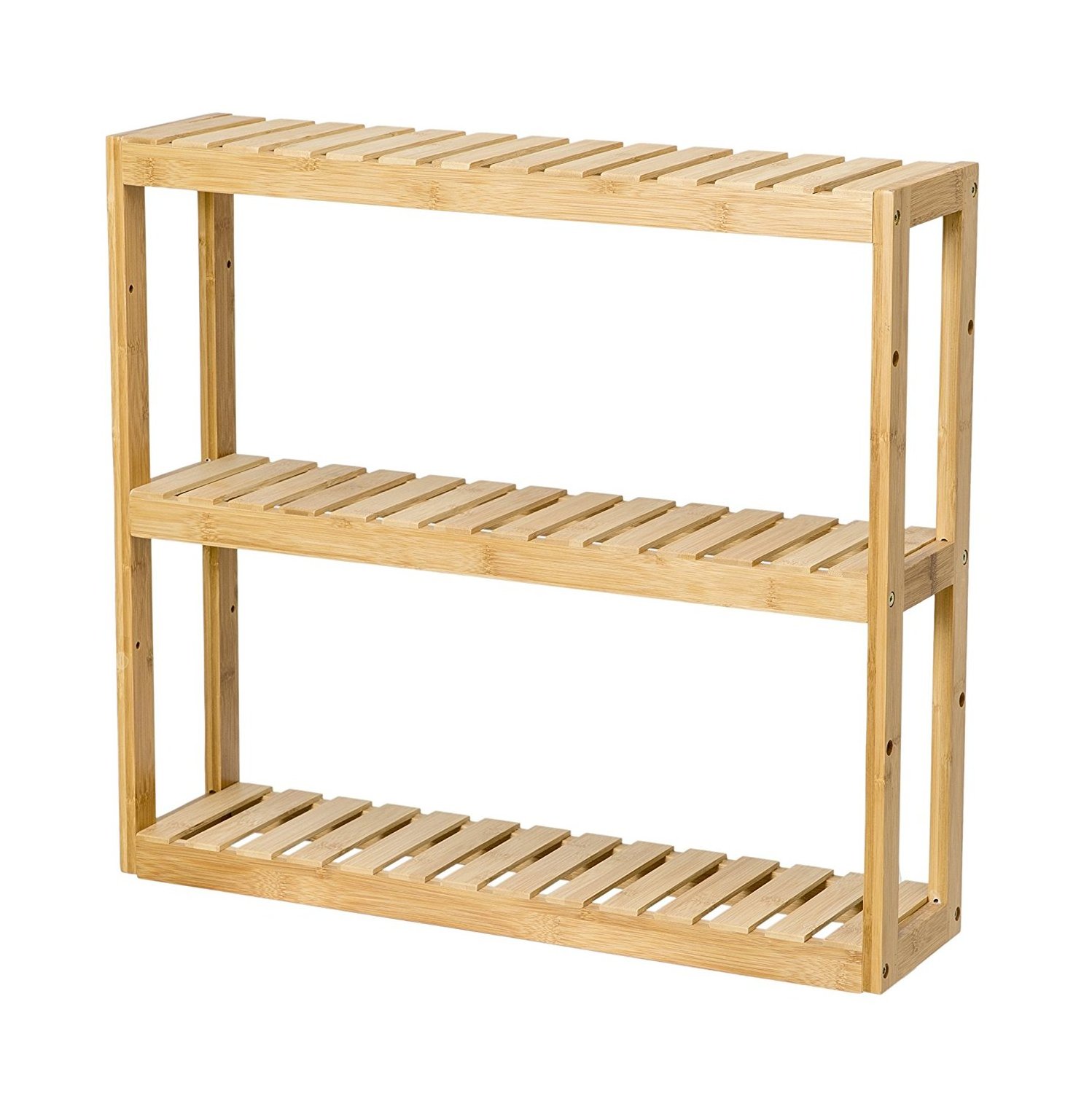 Wholesale Multifunctional Bamboo Bathroom Wall Mounted Organizer Shelf for Home and Kitchen 3-Tier Storage Rack Wall Shelves