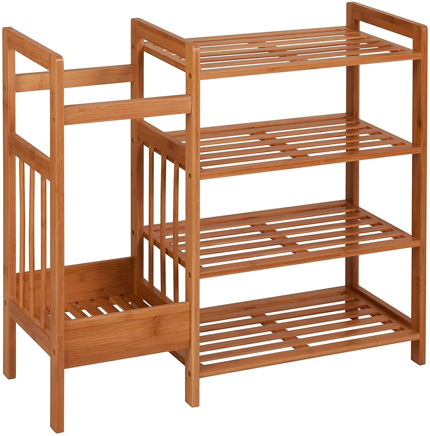 Wholesale 4 Layers Bamboo Shoe Display Rack  Cabinet Shoes Rack Storage Portable Shoe Rack Organizer