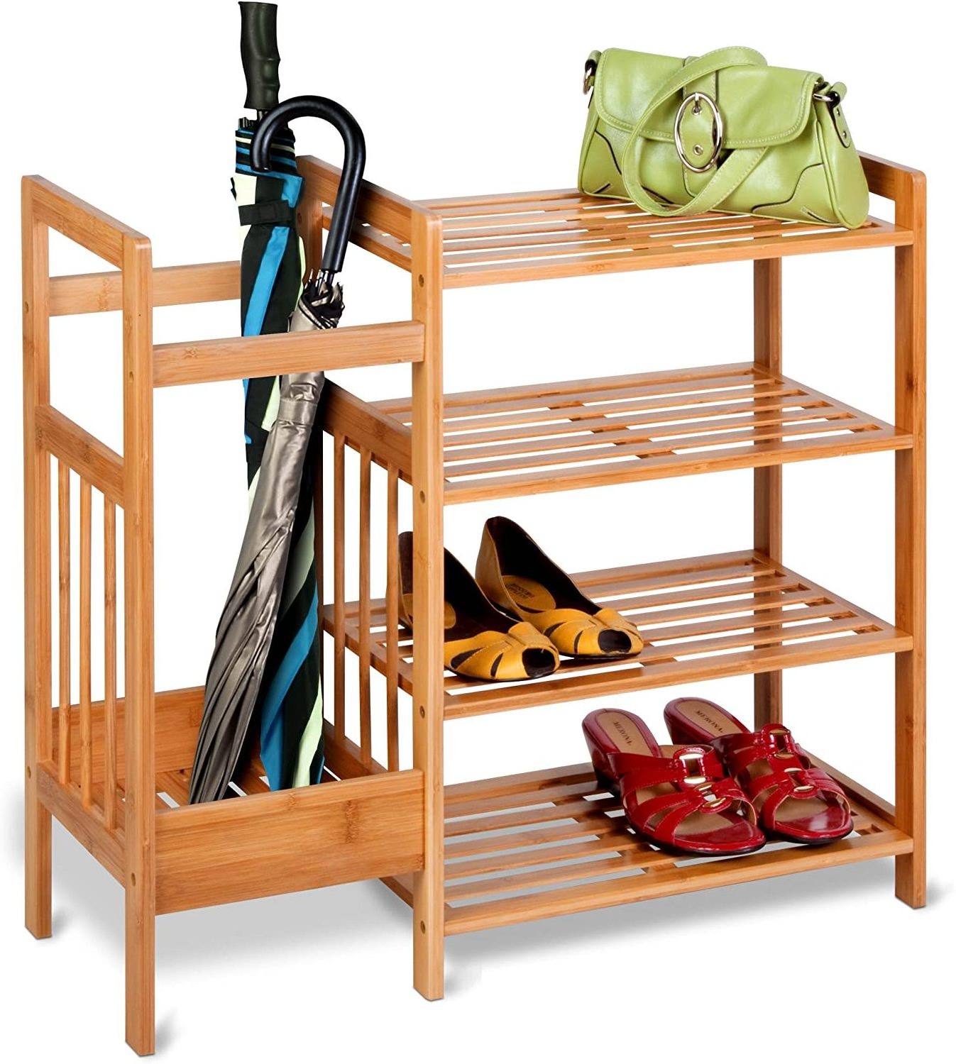 Wholesale 4 Layers Bamboo Shoe Display Rack  Cabinet Shoes Rack Storage Portable Shoe Rack Organizer