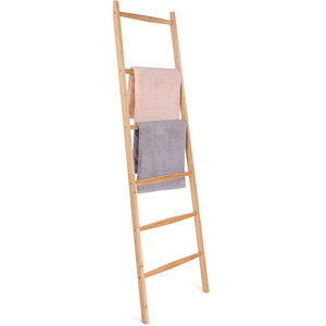 Decorative Bamboo Blanket Ladder Shelf for Living Room Bedroom Bathroom Home Decor Wooden Quilt Stand Towel Holder