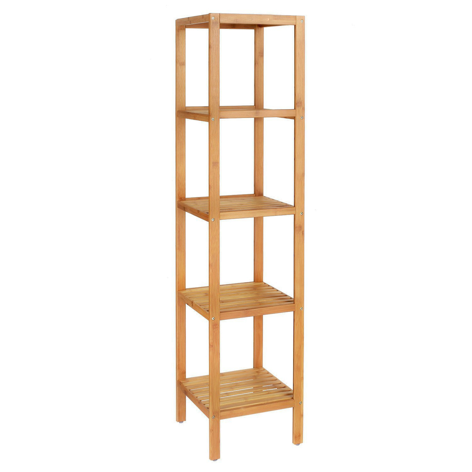 Bamboo Storage Shelves 5-Tier Multifunctional Shelving Unit Bathroom Organizer Corner Rack Plant Stand for Indoor Outdoor