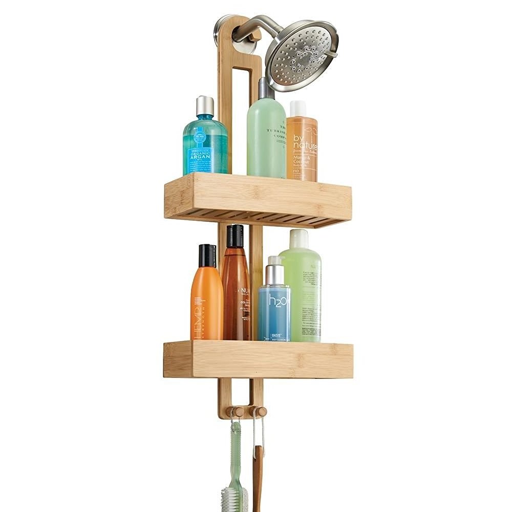 Wholesale Bamboo Modern Shower Caddy Bathroom Organizer Corner Shower Caddy