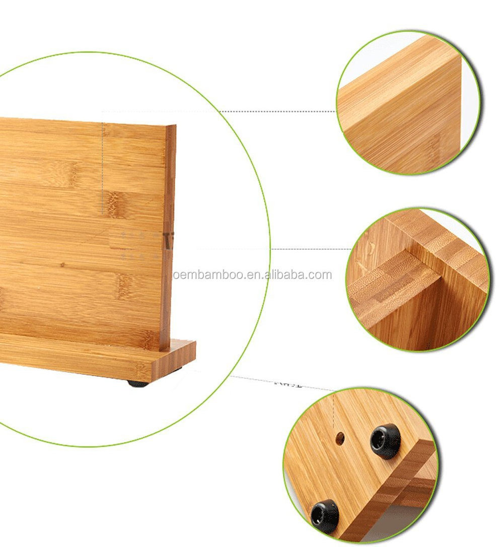 Natural Bamboo Magnetic Scissor Dock,Cutlery Display Stand and Storage Rack,Kitchen Knife Holder for Home