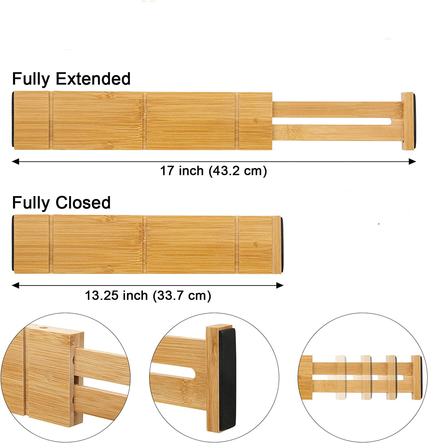 Bamboo Expandable Drawer Divider with Insert Adjustable Drawer Organizer Stackable Deep Drawer Separators For Kitchen Utensils