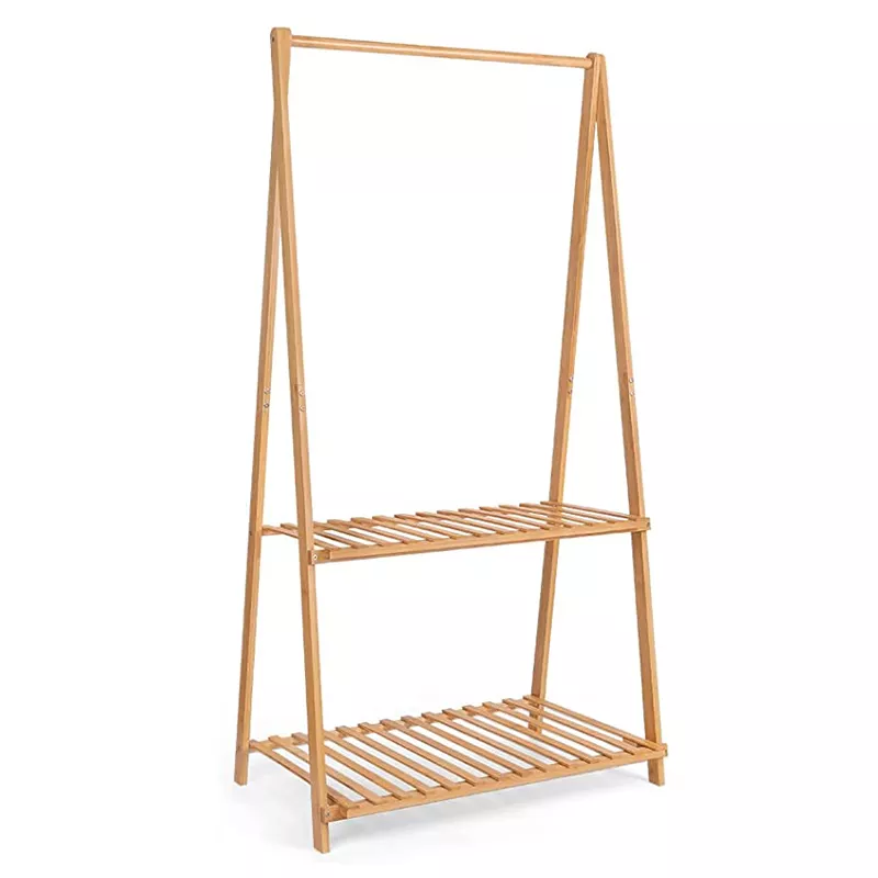 Bamboo Folding Garment Clothes Stands & Shoe Racks Clothes Rack For Hanging Clothes