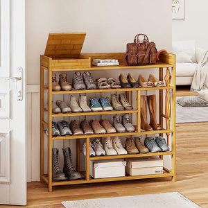 Shoe Rack for Entryway, Bamboo Shoe Organizer with Small Storage Box (Natural)