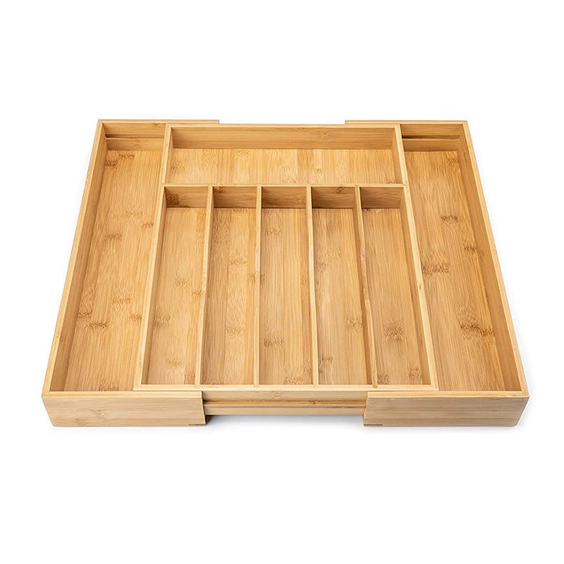 Bamboo Drawer Organizer Kitchen Utensil Organizer Cutlery Organizer in Drawer Silverware Tray for Drawer