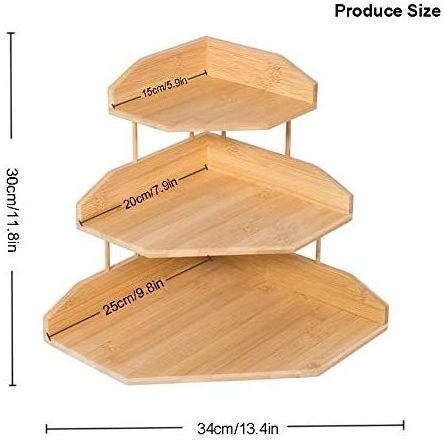 Bamboo Spice Rack Corner Shelves-3 tier Standing pantry Shelf for kitchen counter storage,Bathroom Countertop Storage Organizer