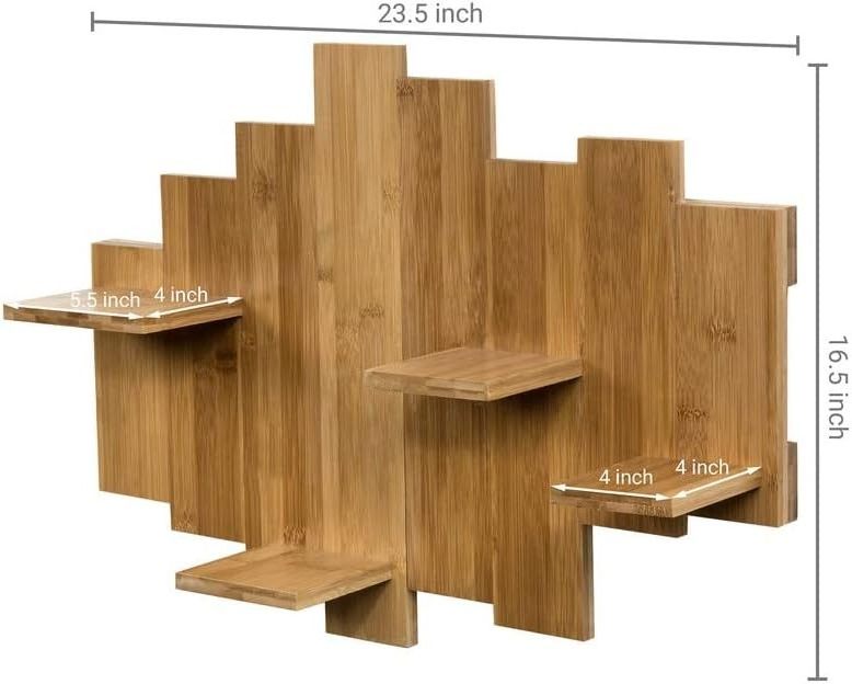 4 Pieces  Natural Bamboo Brown Floating Wall Shelves for Bedrooms and Living Rooms