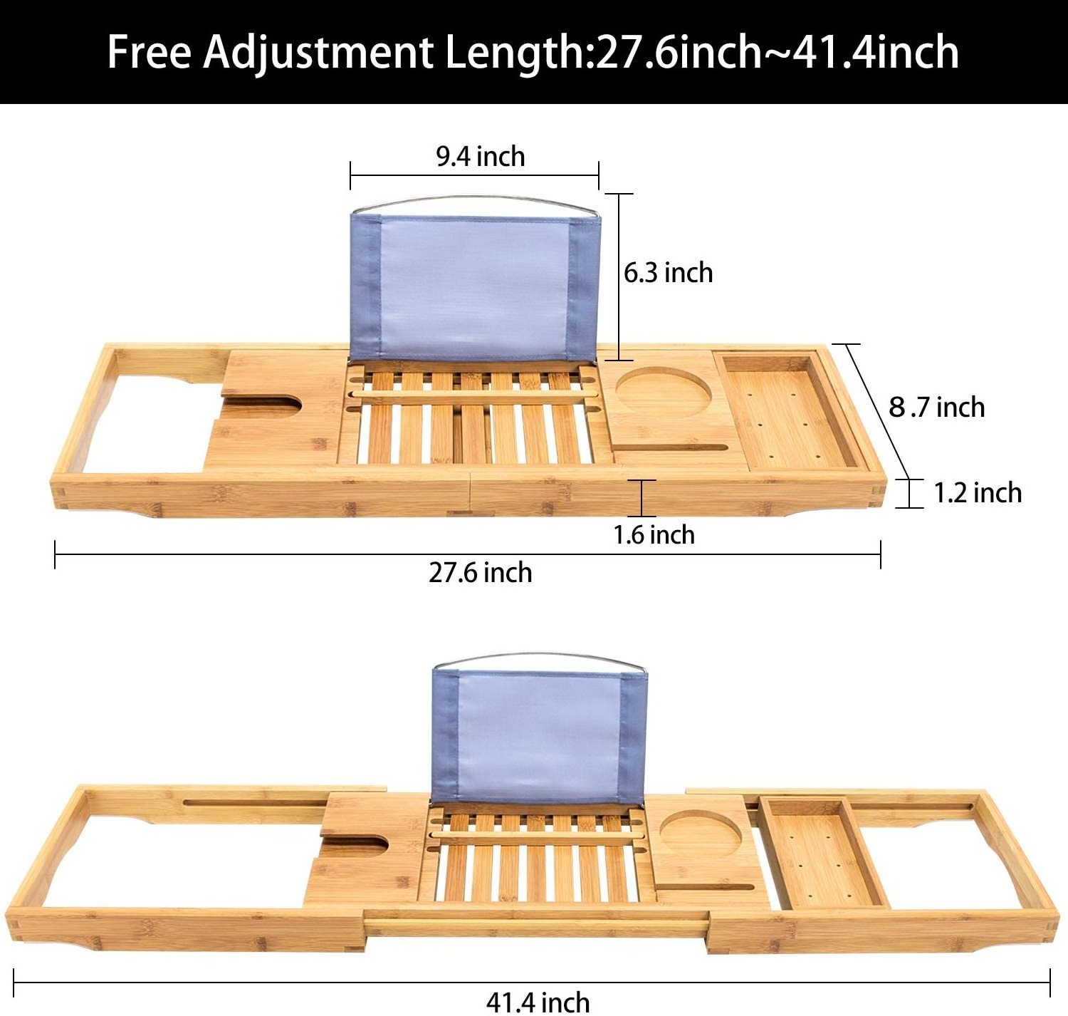 Premium Bamboo Bathtub Caddy Wholesale Expandable Bath Tray Bathtub Rack