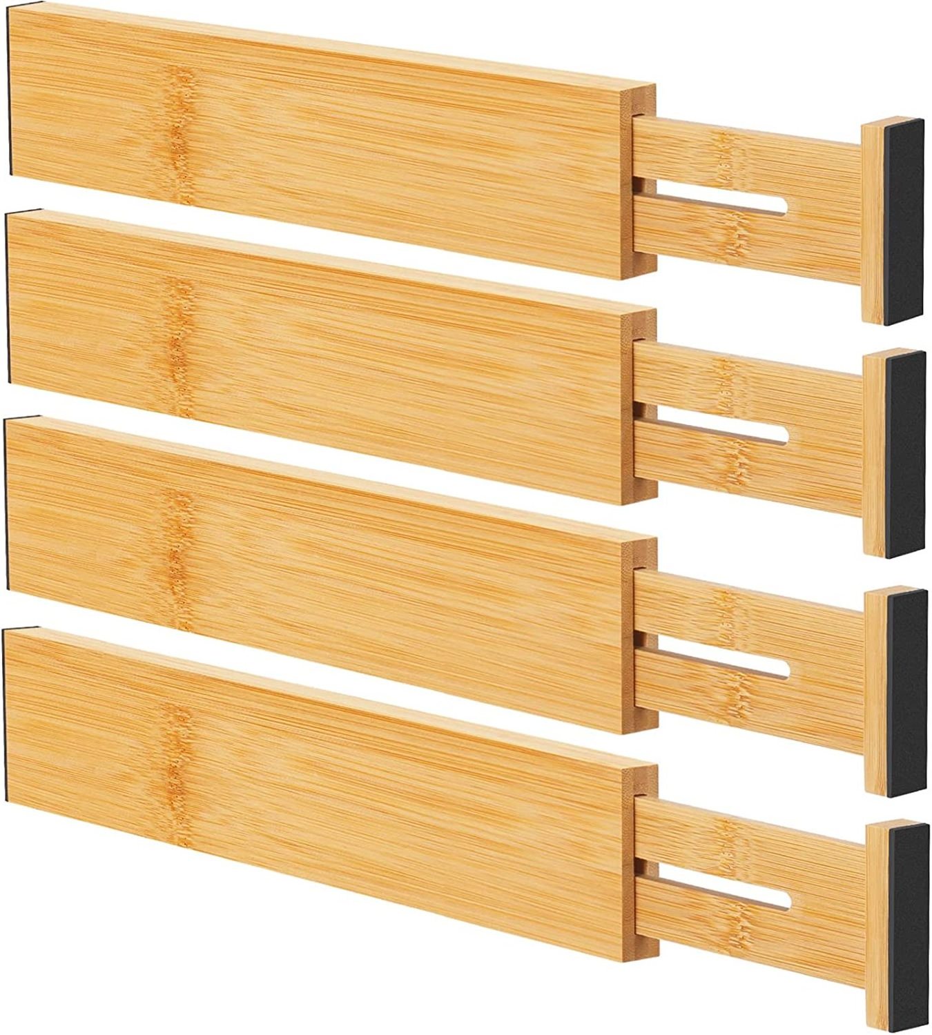 Bamboo Drawer Dividers Organizers, Kitchen  Adjustable Drawer Divider for Clothes, Kitchen, Dresser, Bedroom, B