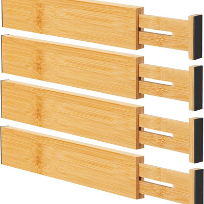 Bamboo Drawer Dividers Organizers, Kitchen  Adjustable Drawer Divider for Clothes, Kitchen, Dresser, Bedroom, B