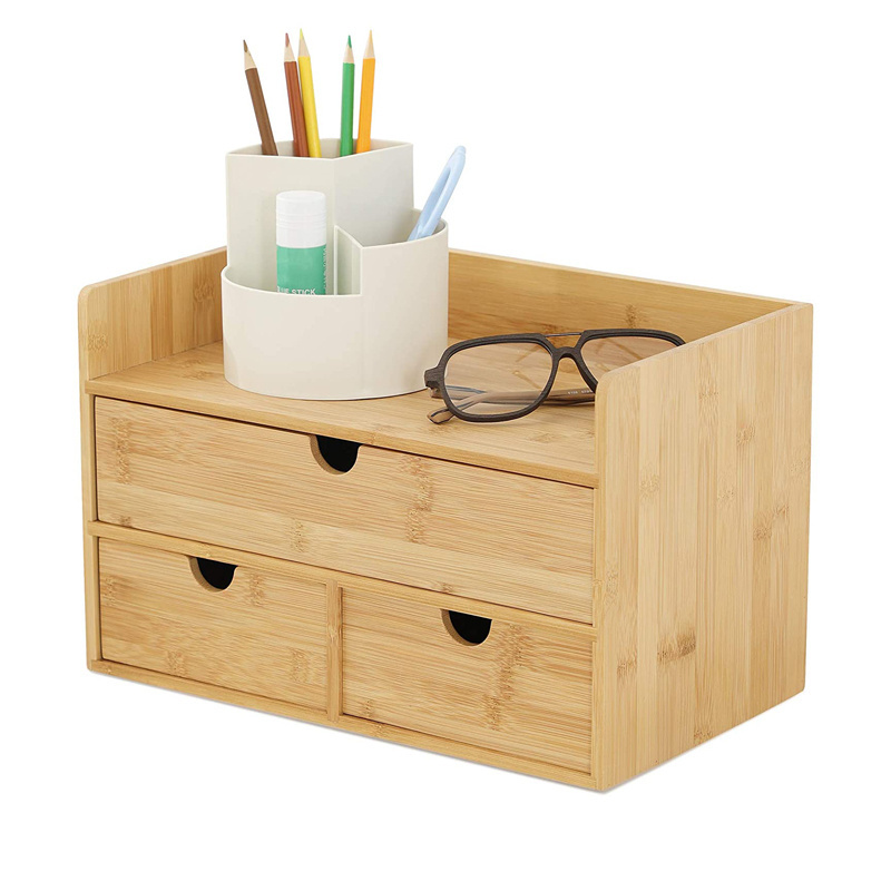 Mini Bamboo Desk Drawer Tabletop Storage Organization Box-  Bamboo Desk Organizer For Office