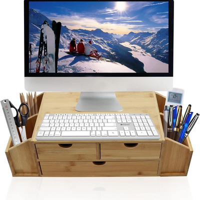 Bamboo Desk Organizers, Durable bamboo drawer organizer, Mini Desk organizers and storage with Drawers,