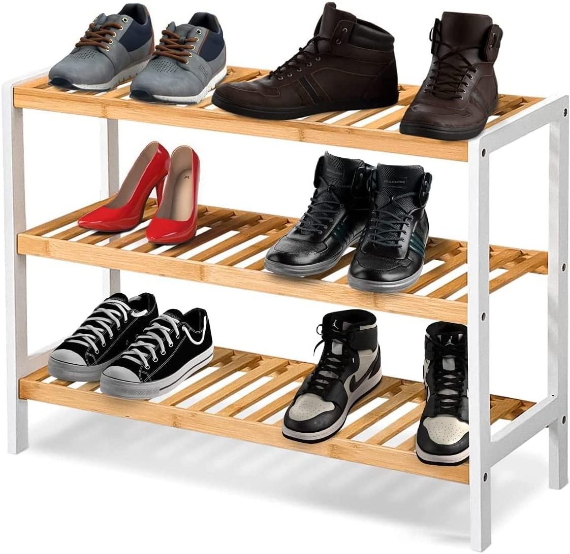 Wholesale Bamboo Shoe Rack Cabinet Large Storage Wooden Shoe Shelves Shoe Display Shelf