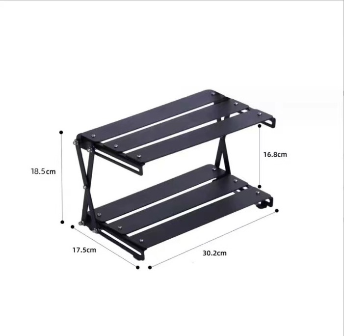 Folding Shelf Storage Shelves, Strong Load Bearing Fine Polishing Metal Beech Wood Folding 3 Tier Shelves for Outdoor Camping