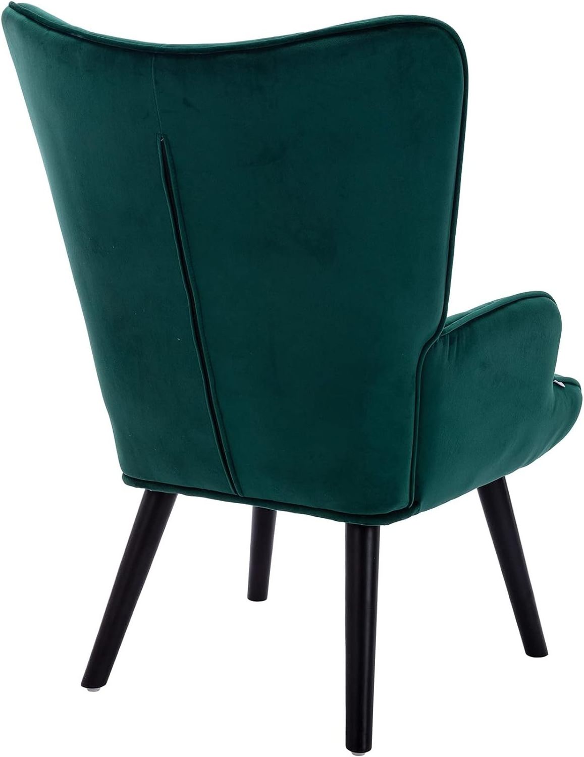 Velvet Accent Chair Modern Tufted Button Wingback Vanity Chair with Arms Upholstered Tall Back Desk Chair with Solid Wood Legs