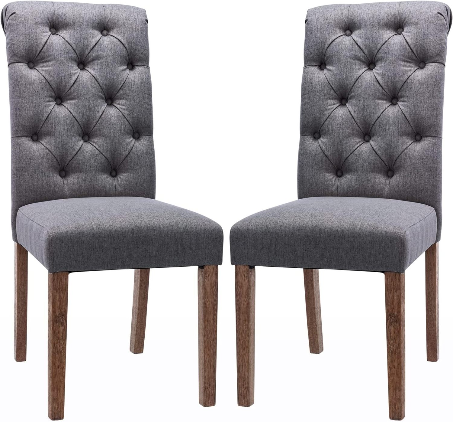 Dining Room Chairs Set of 2, Accent Parsons Diner Chairs Upholstered Fabric Side Stylish Kitchen Chairs with Solid Wood Legs