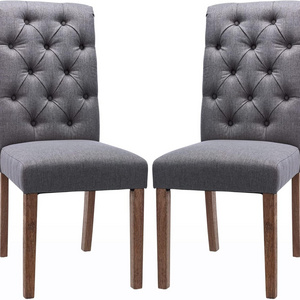 Dining Room Chairs Set of 2, Accent Parsons Diner Chairs Upholstered Fabric Side Stylish Kitchen Chairs with Solid Wood Legs