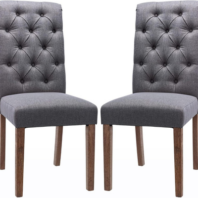 Dining Room Chairs Set of 2, Accent Parsons Diner Chairs Upholstered Fabric Side Stylish Kitchen Chairs with Solid Wood Legs