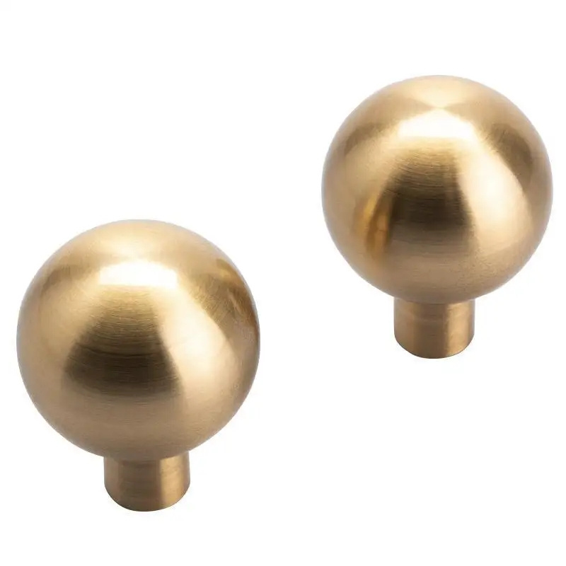 Custom Design Ball Shape Brushed Solid Brass Gold Cabinet Knob for Furniture Dresser